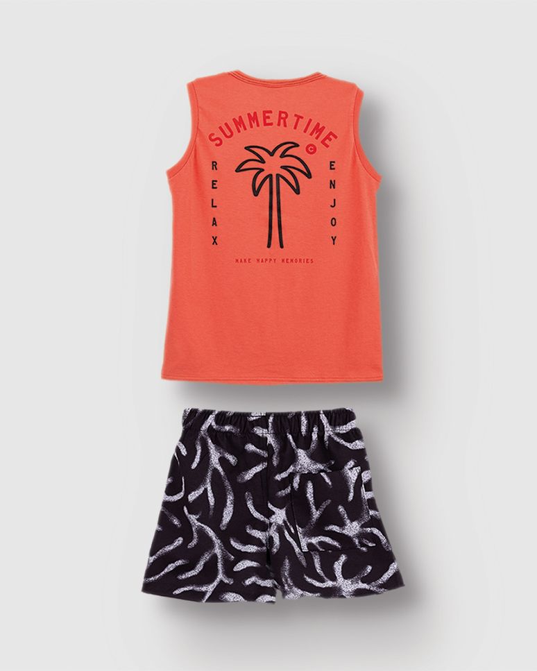 Conjunto Menino Regata Estampa Costas Summertime Em Algodão - Carinhoso