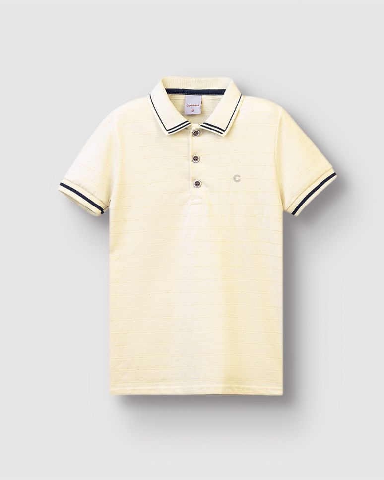 Camisa Polo Menino Básica Em Malha Linho Texturizada - Carinhoso