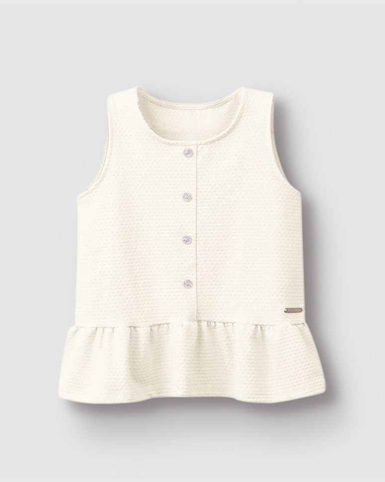 Blusa Menina Peplum Botões Frontais Em Malha Texturizada - Carinhoso