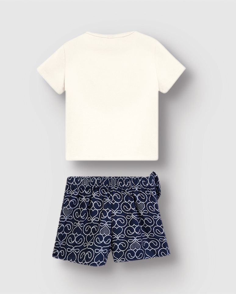 Conjunto Menina Blusa Be Happy E Shorts Saia Estampado - Carinhoso