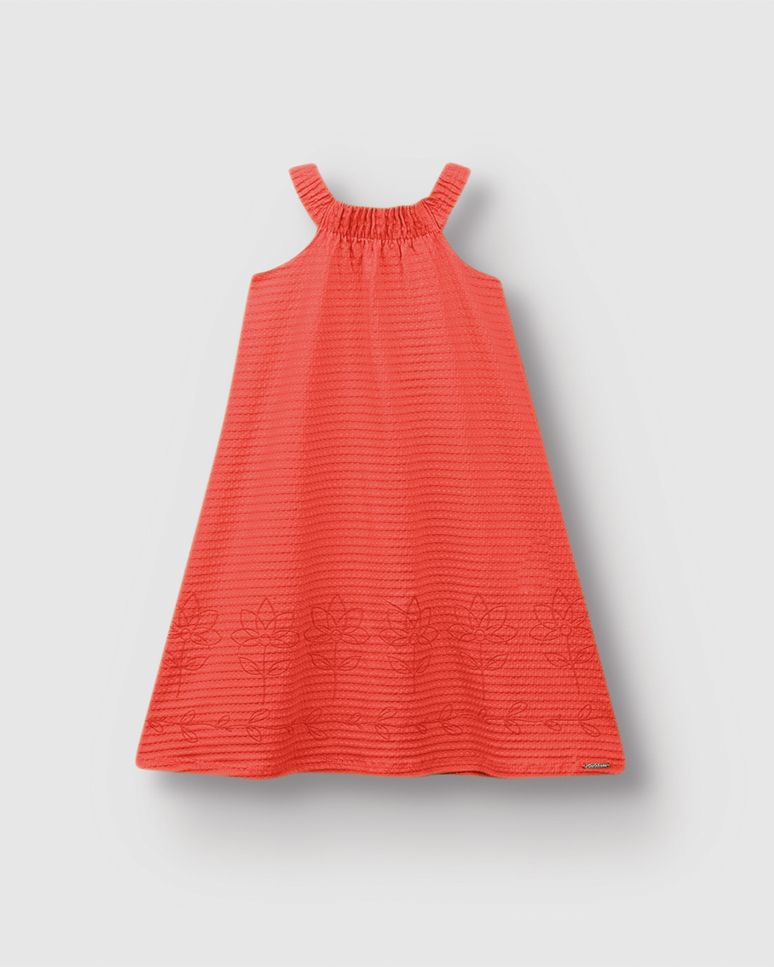 Vestido Menina Barra Estampa Puff Em Malha Texturizada - Carinhoso