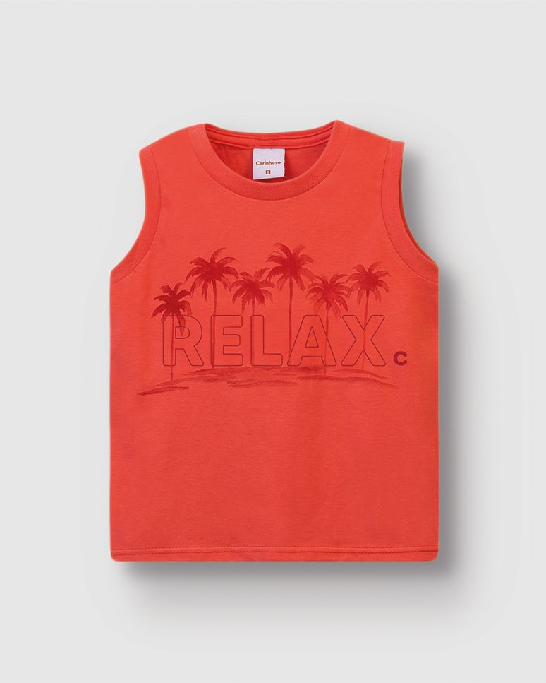 Regata Menino Estampa Relax Com Bordado Em Algodão - Carinhoso