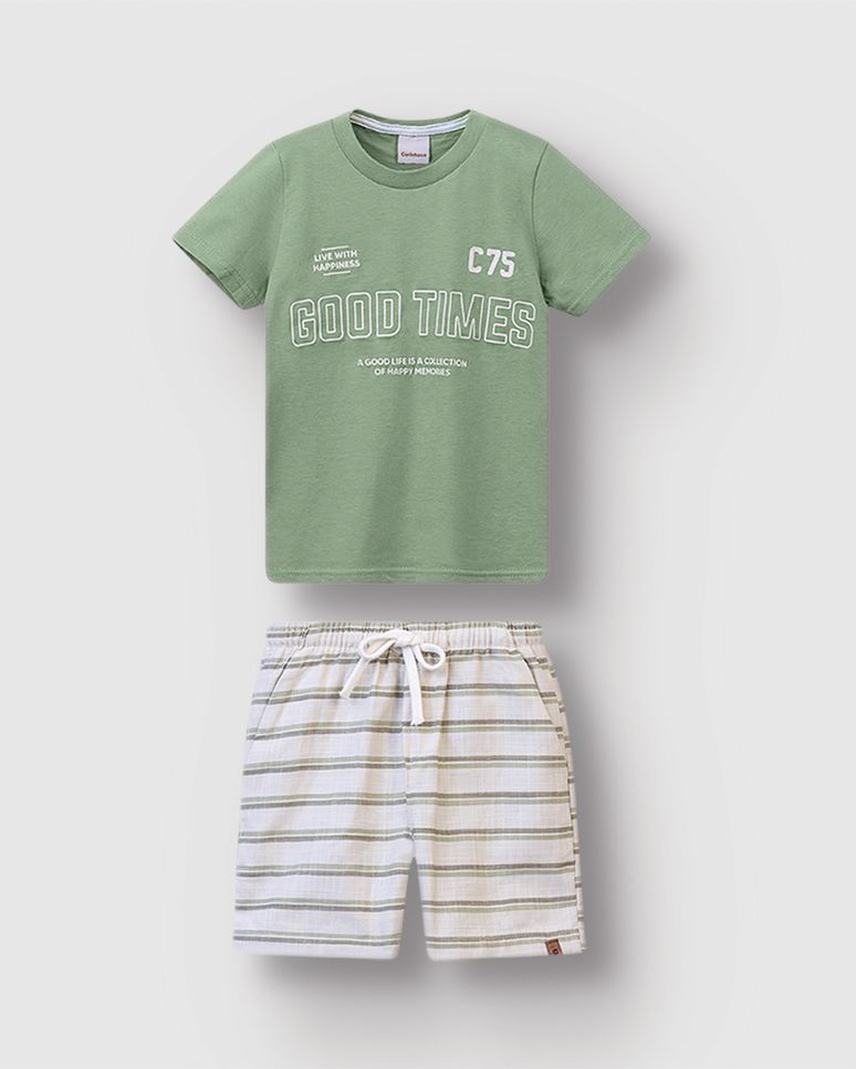 Conjunto Menino Camiseta Estampa HD Good Times Em Algodão - Carinhoso