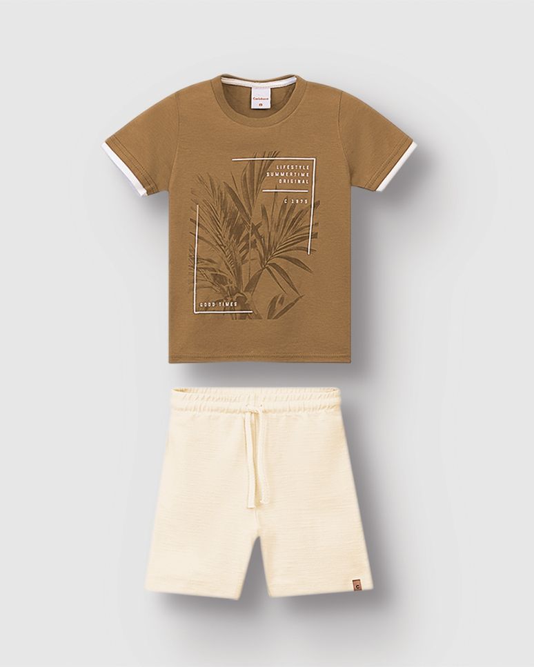 Conjunto Menino Camiseta Lifestyle Estampa HD Em Algodão - Carinhoso