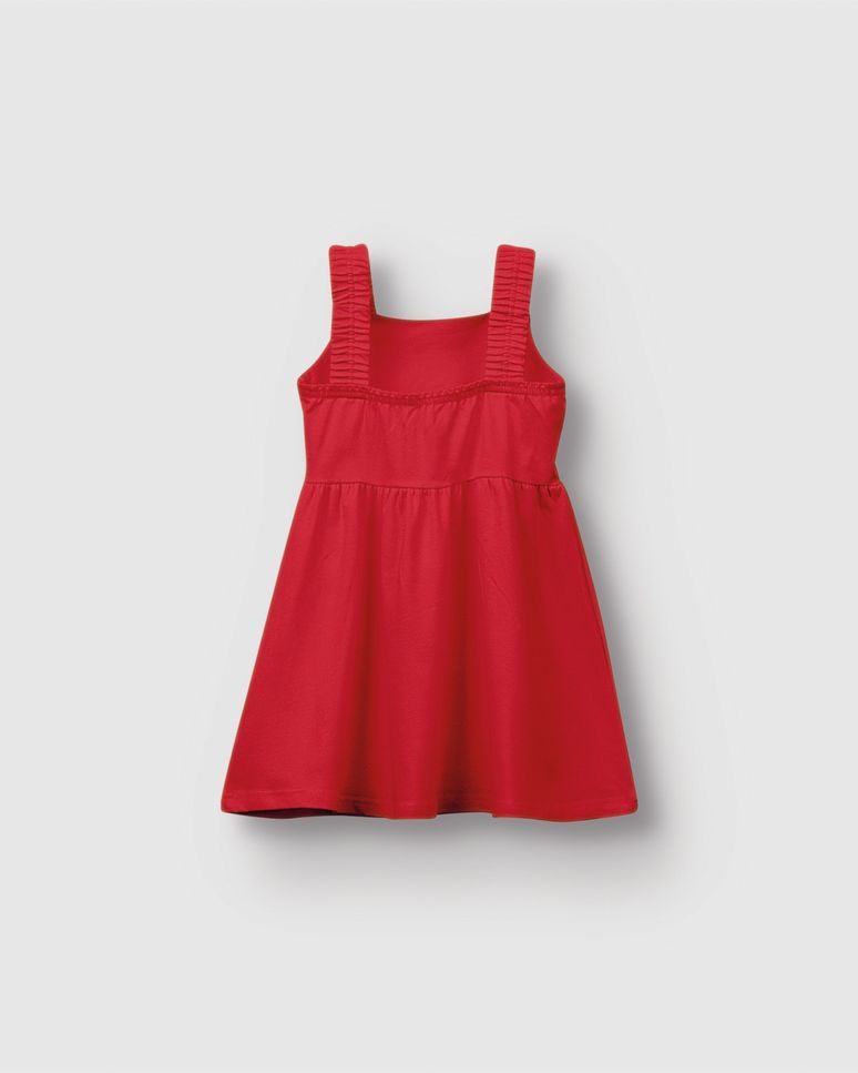Vestido Menina Rodado Decote Com Bordado Em Algodão - Carinhoso