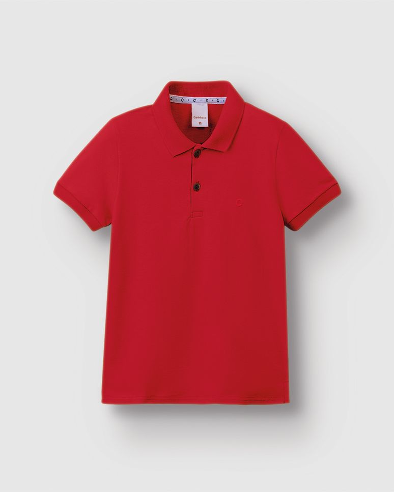 Camisa Polo Menino Manga Curta Bordado Peitoral Piquet Stretch - Carinhoso