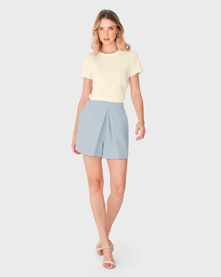 Camiseta Feminina Slim Aplicação De Rebites Em Algodão - ENFIM