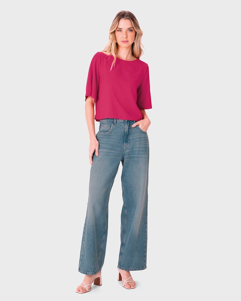 Blusa Box Feminina Manga 3/4 Em Viscose - ENFIM