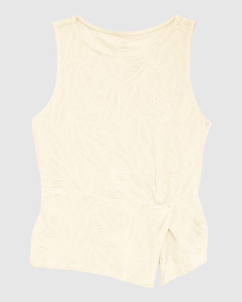 Regata Justa Feminina Torção Frontal Em Malha Renda Stretch - ENFIM