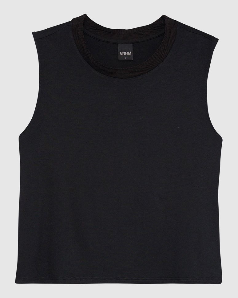 Blusa Básica Feminina Decote Redondo Em Malha Viscose Stretch - ENFIM