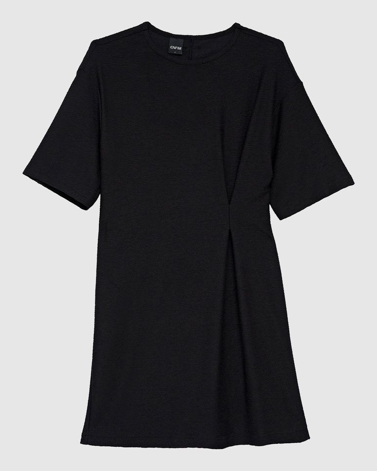 Vestido Feminino Amplo Detalhe Franzido Em Malha Texturizada - ENFIM