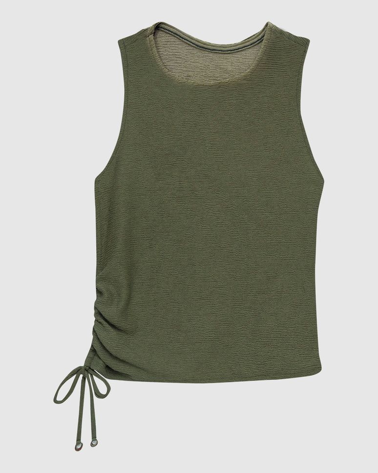 Blusa Justa Feminina Detalhe Amarração Lateral Em Malha Texturizada - ENFIM