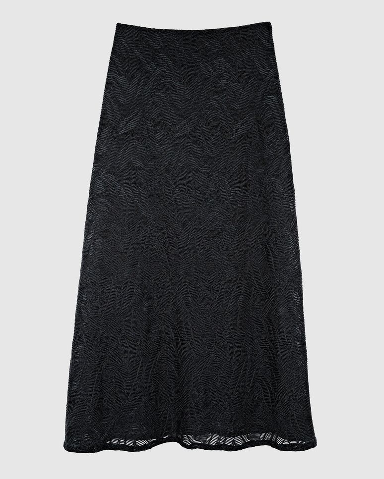 Saia Midi Feminina Evasê Em Malha Renda Stretch - ENFIM