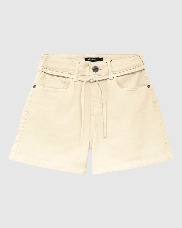 Shorts Feminino Mom Acompanha Tecido Para Cinto Em Sarja Stretch - ENFIM