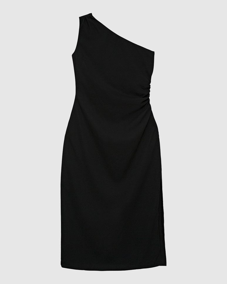 Vestido Midi Feminino Assimétrico Fenda Lateral Em Crepe - ENFIM