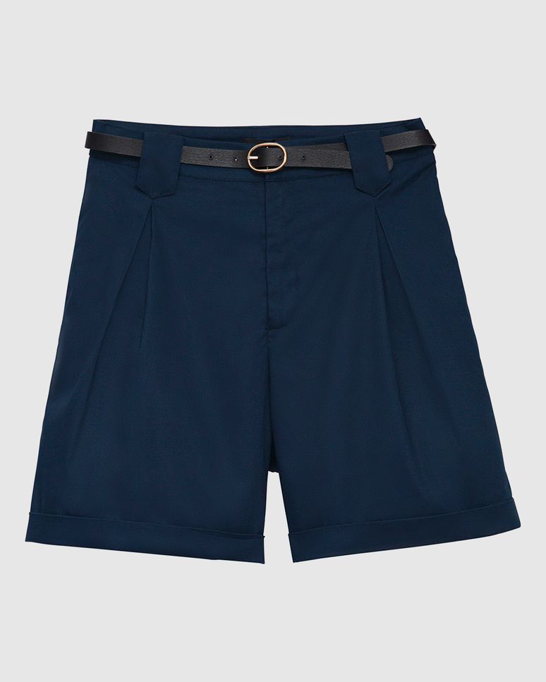 Shorts Feminino Reto Acompanha Cinto Em Algodão Sarjado - ENFIM