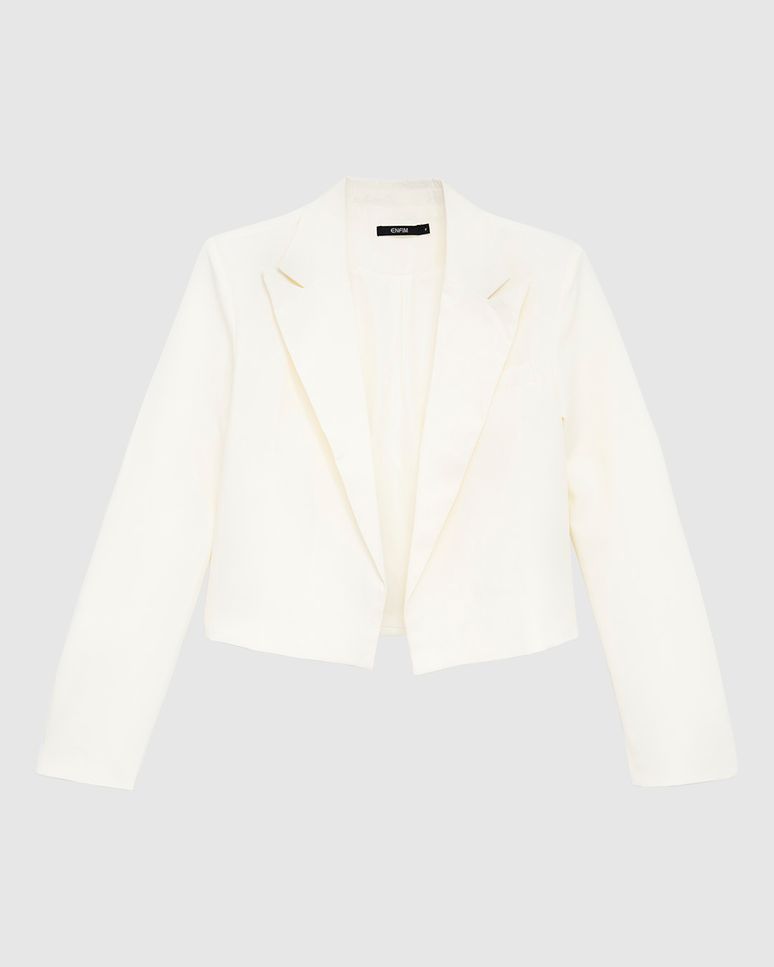 Blazer Cropped Feminino Manga Longa Em Tecido Alfaiataria - ENFIM