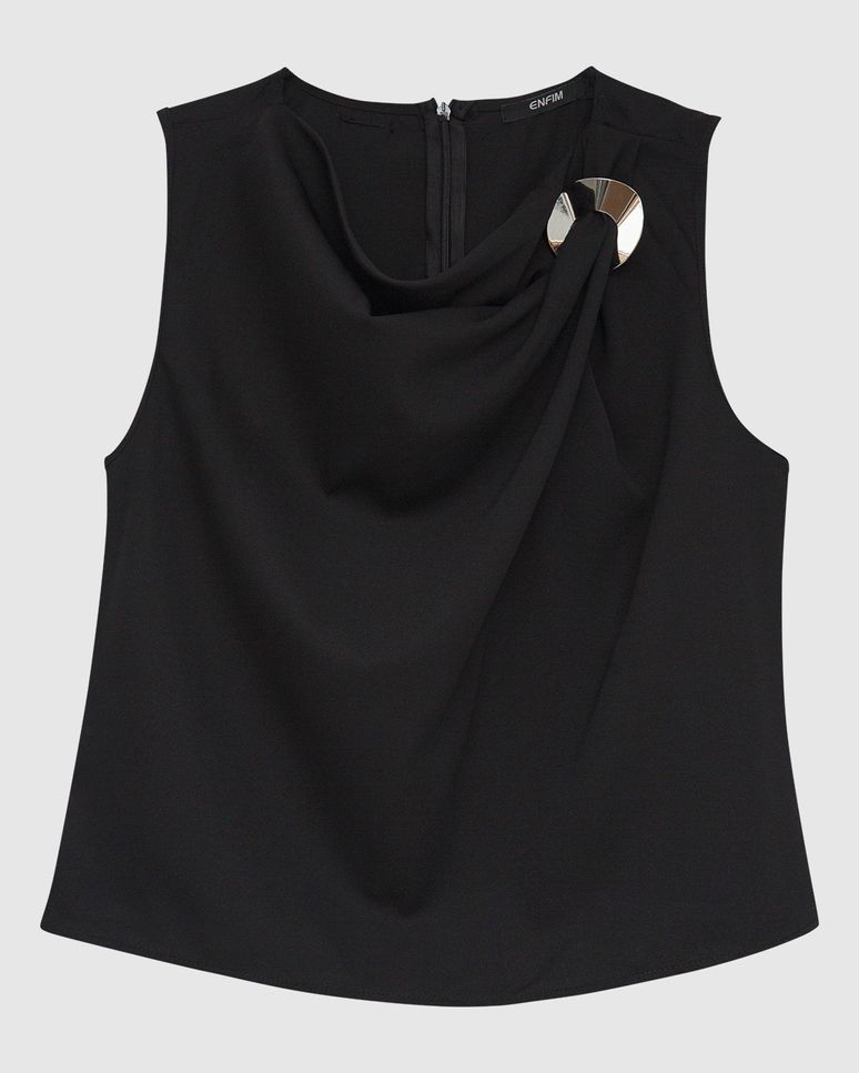 Regata Feminina Reta Detalhe Com Argola Em Crepe - ENFIM