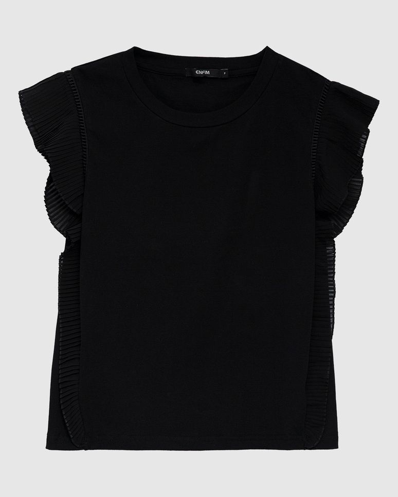 Blusa Feminina Slim Detalhe Plissado Em Algodão Com Elastano - ENFIM