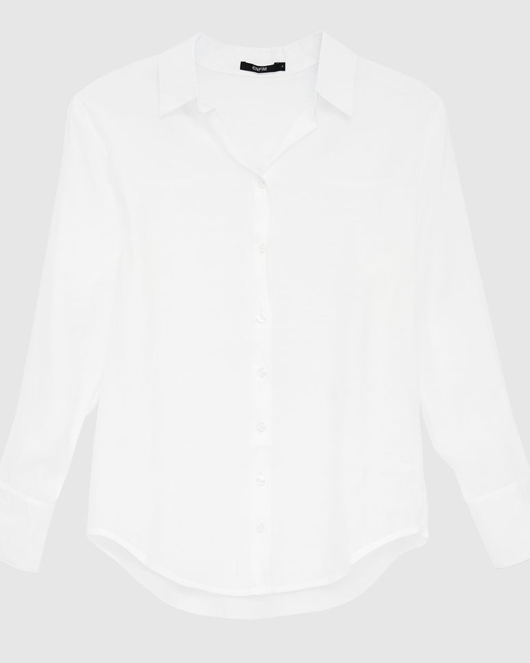 Camisa Tradicional Feminina Manga Longa Em Liocel - ENFIM