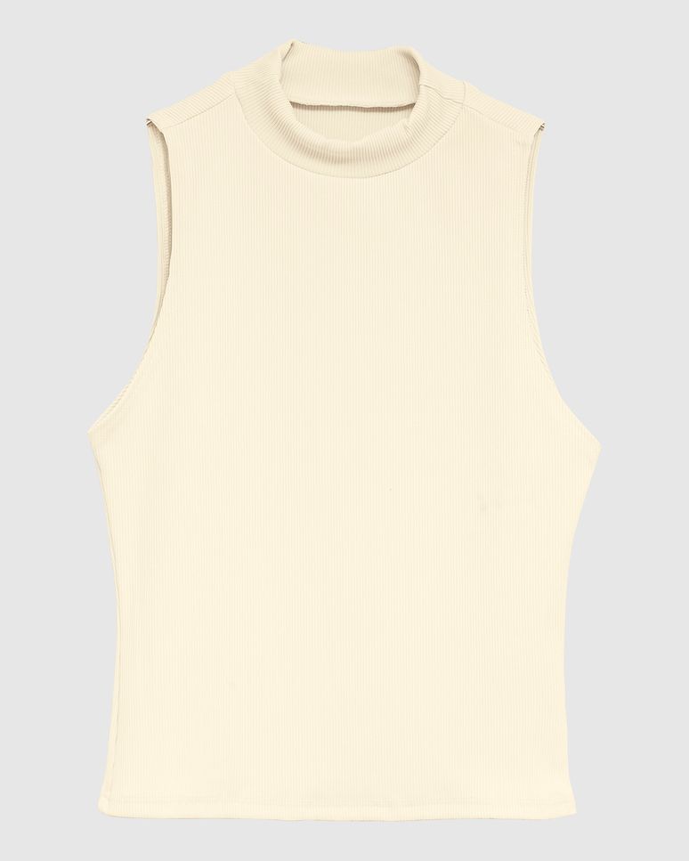 Regata Justa Feminina Gola Alta Em Malha Canelada Poliamida - ENFIM