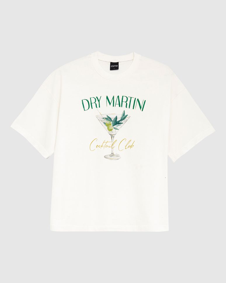 Camiseta Feminina Ampla Dry Martini Cocktail Club Em Algodão - ENFIM
