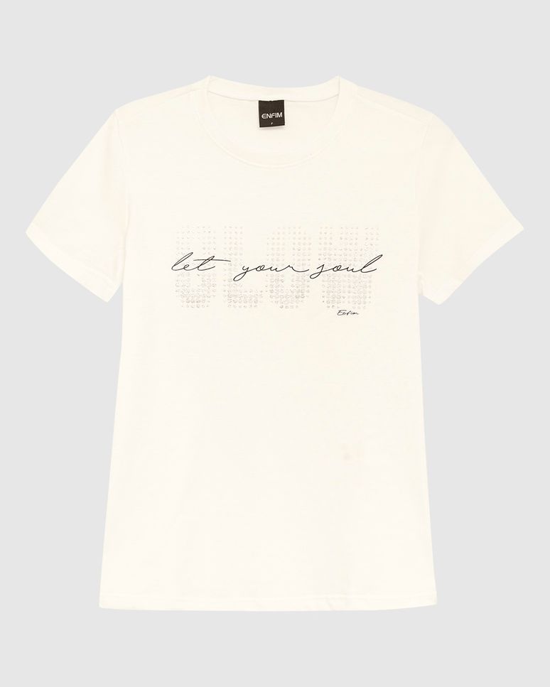 Camiseta Feminina Estampa Foil Let Your Soul Glow Em Algodão - ENFIM