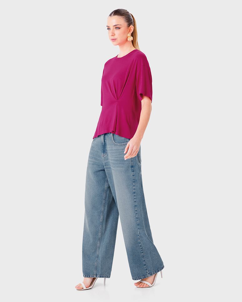 Calça Feminina Relaxed Fit Cintura Média Em Jeans 100% Algodão - ENFIM