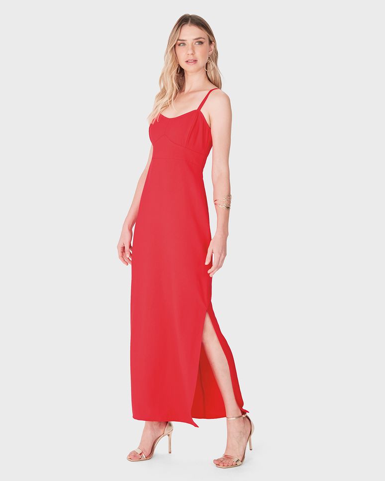 Vestido Longo Feminino Amarração Costas Em Viscose Sarjada - ENFIM