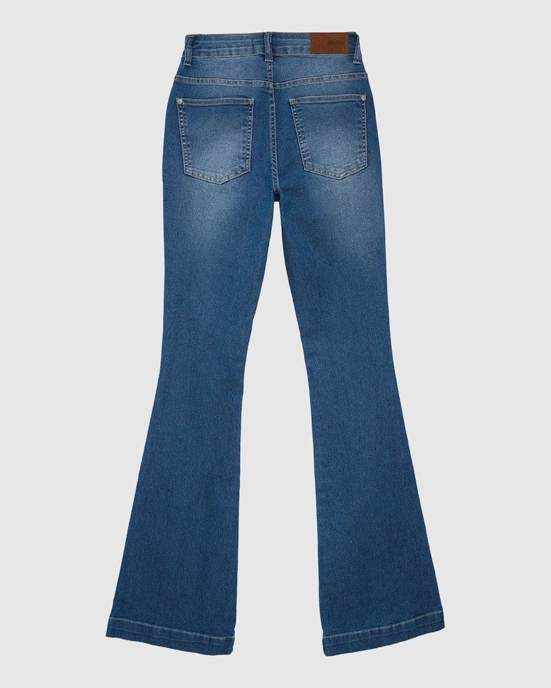 Calça Feminina Flare Cintura Alta Em Jeans Com Elastano - ENFIM