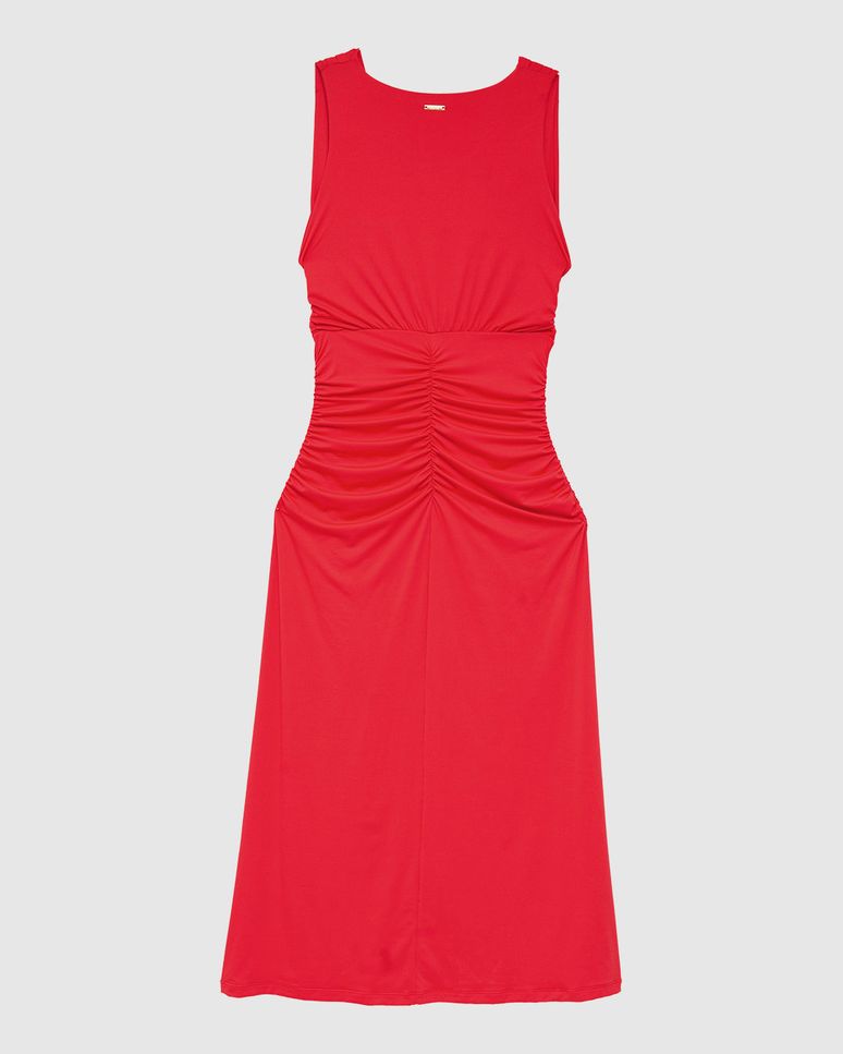 Vestido Midi Feminino Evasê Acinturado em Malha Conforto Dry - ENFIM