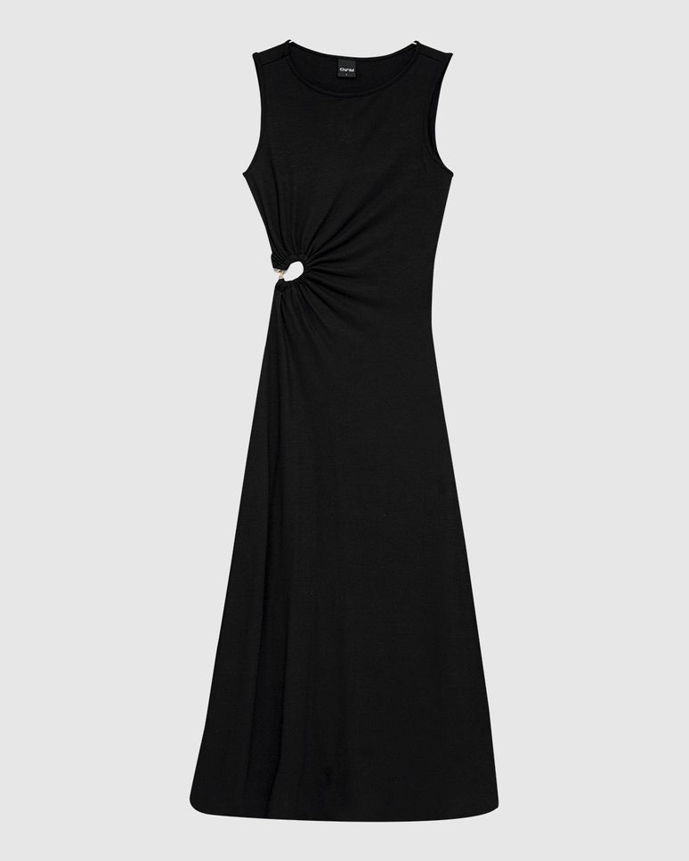 Vestido Midi Feminino Detalhe Vazado Com Argola Em Viscose Stretch - ENFIM