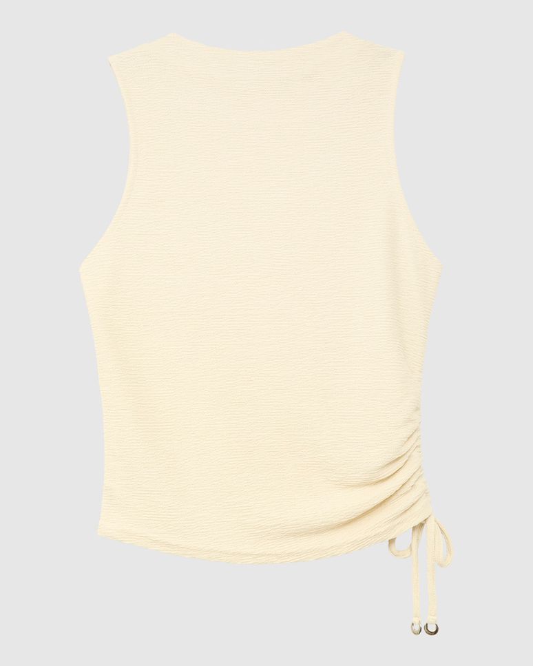 Blusa Justa Feminina Detalhe Amarração Lateral Em Malha Texturizada - ENFIM