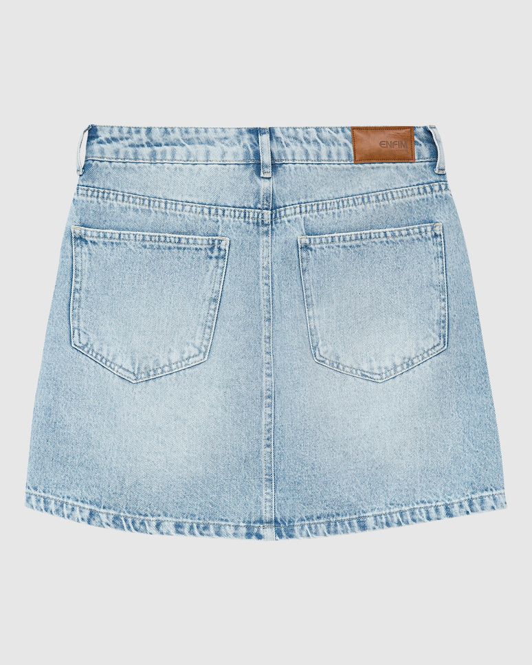 Saia Evasê Feminina Aplique Termocolante Em Jeans Stretch - ENFIM