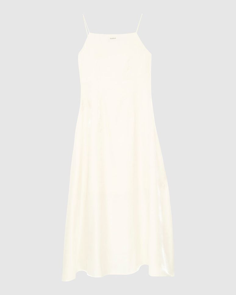 Vestido Midi Feminino Evasê Alça Fina Em Tecido Acetinado Glow - ENFIM