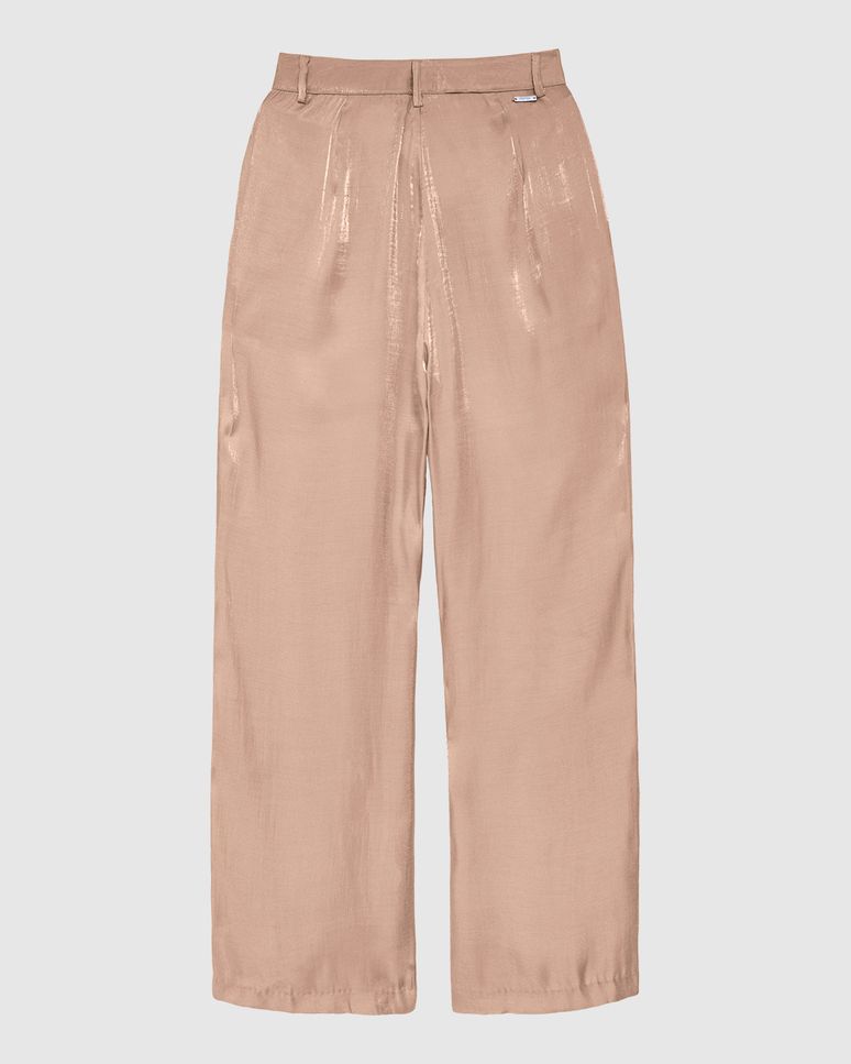 Calça Feminina Reta Bolso Funcional Em Tecido Acetinado Glow - ENFIM