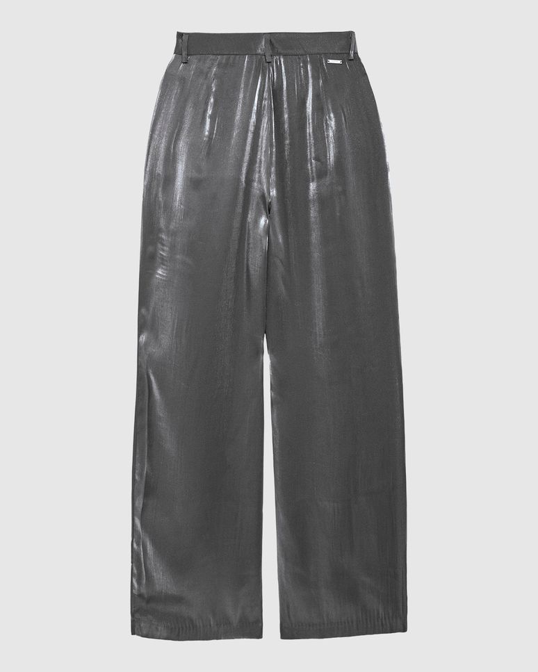 Calça Feminina Reta Bolso Funcional Em Tecido Acetinado Glow - ENFIM