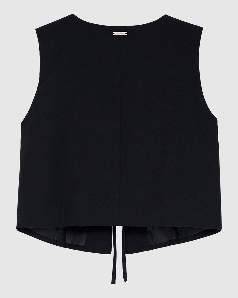 Colete Feminino Cropped Amarração Laços Em Tecido Alfaiataria - ENFIM