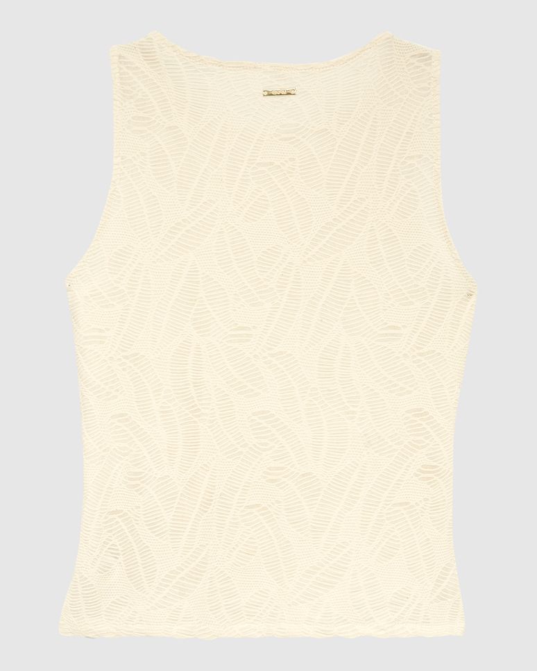 Regata Justa Feminina Torção Frontal Em Malha Renda Stretch - ENFIM