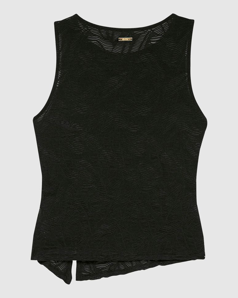 Regata Justa Feminina Torção Frontal Em Malha Renda Stretch - ENFIM