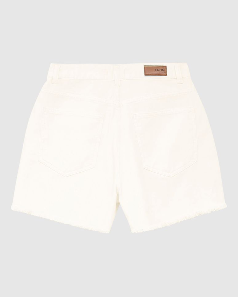 Shorts Feminino Hot Pant Cintura Alta Barra Desfiada Em Sarja Stretch - ENFIM