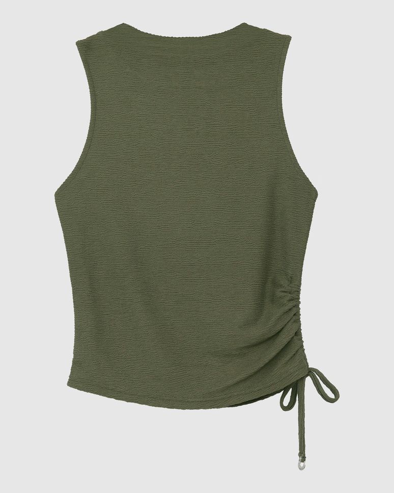 Blusa Justa Feminina Detalhe Amarração Lateral Em Malha Texturizada - ENFIM