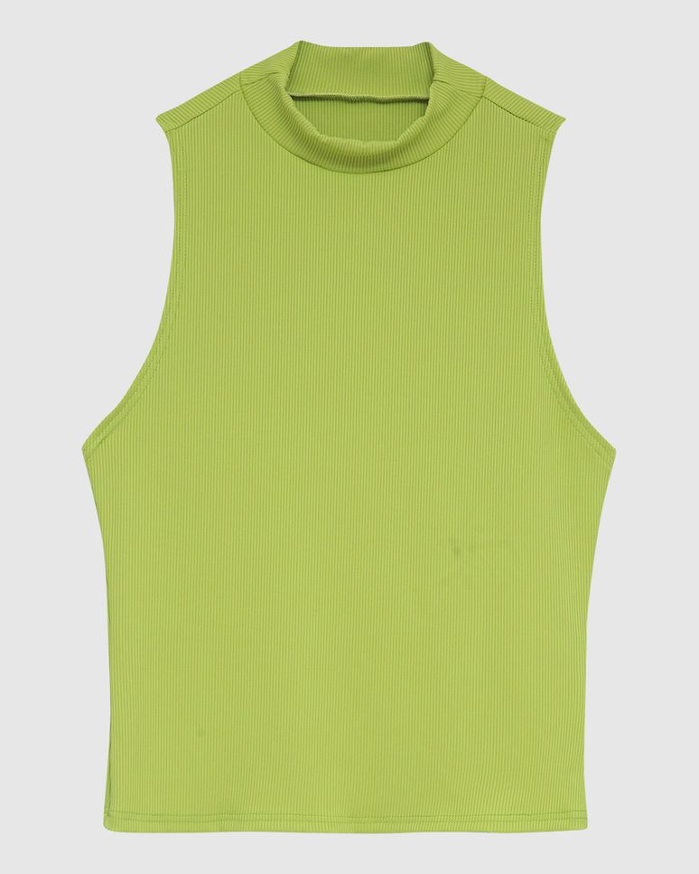 Regata Justa Feminina Gola Alta Em Malha Canelada Poliamida - ENFIM