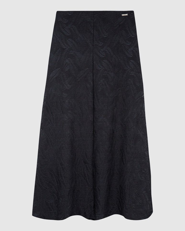 Saia Midi Feminina Evasê Em Malha Renda Stretch - ENFIM