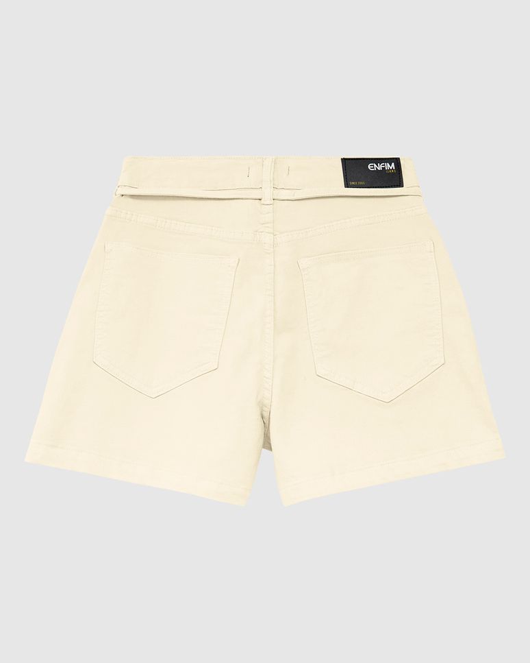 Shorts Feminino Mom Acompanha Tecido Para Cinto Em Sarja Stretch - ENFIM