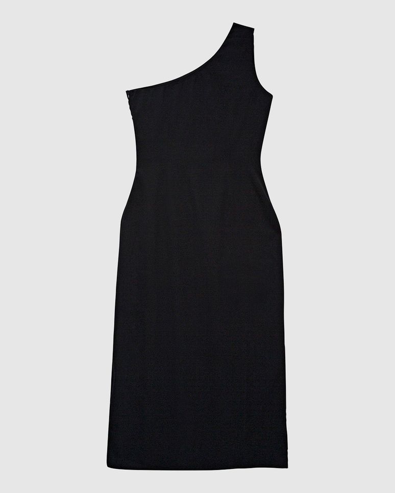 Vestido Midi Feminino Assimétrico Fenda Lateral Em Crepe - ENFIM