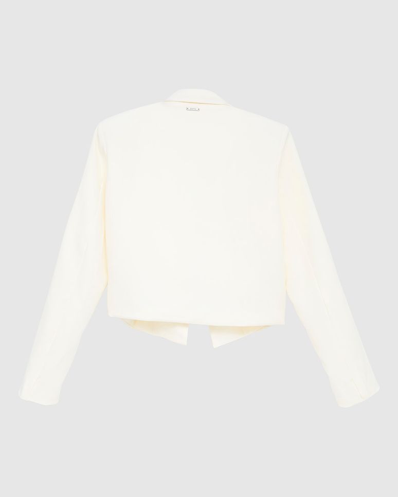 Blazer Cropped Feminino Manga Longa Em Tecido Alfaiataria - ENFIM
