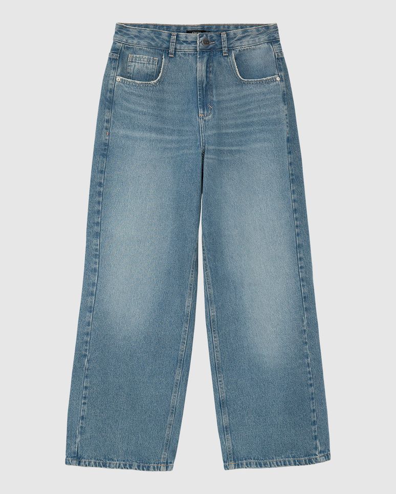 Calça Feminina Relaxed Fit Cintura Média Em Jeans 100% Algodão - ENFIM