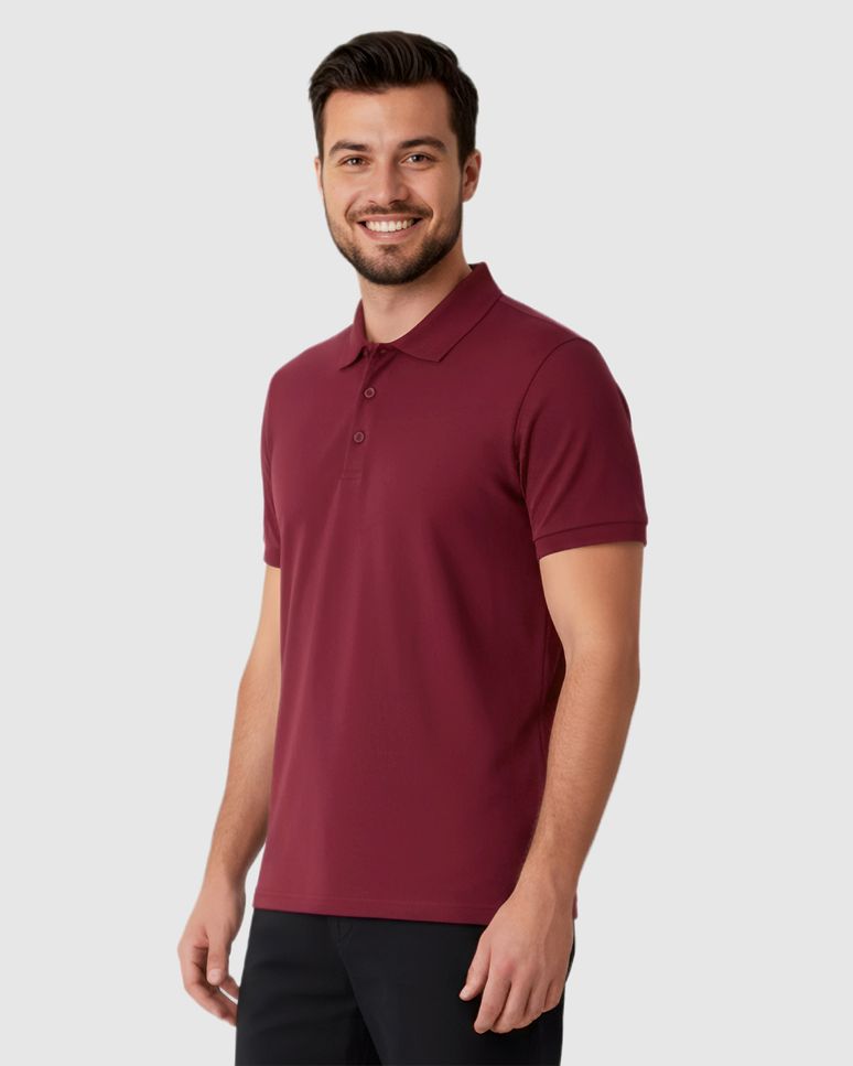 Camisa Polo Masculina Regular Peitilho Frontal Em Malha Algodão Pima