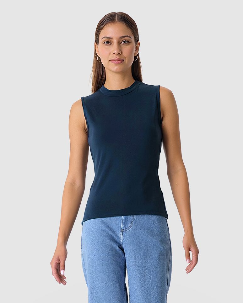 Regata Justa Feminina Gola Alta Em Malha Viscose